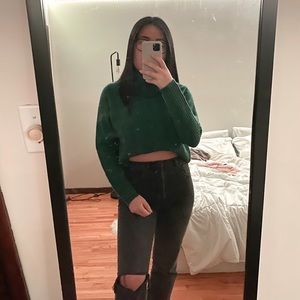 turquoise green garage turtleneck sweater